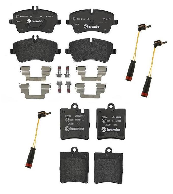 Mercedes Brakes Kit - Brembo Pads Front and Rear (Low-Met) 006420622041 - Brembo 1558282KIT